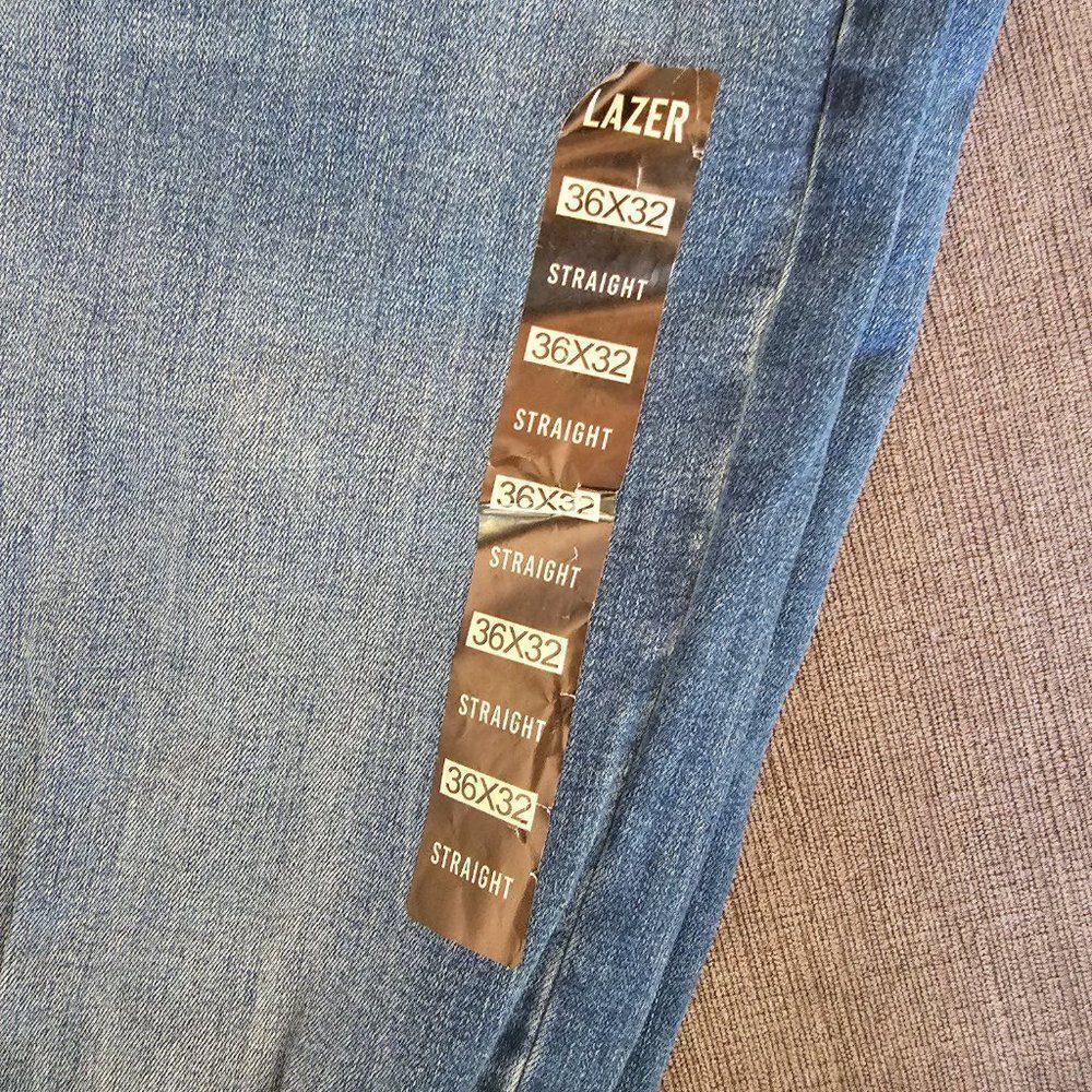 Lazer Men's Straight Leg Opening Regular Fit Blue Distressed Jeans Size 36x32 - Picture 3 of 14